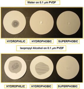 Hydrophobic and hydrophilic filters